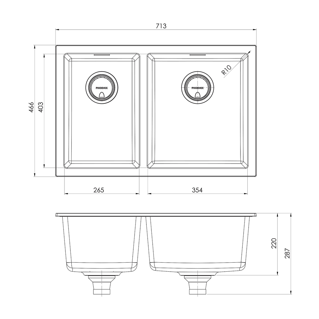 5000 1-3/4 R/H Bowl Sink Matte White Granite