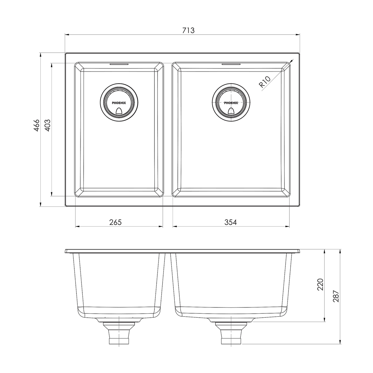 5000 1-3/4 R/H Bowl Sink Matte White Granite