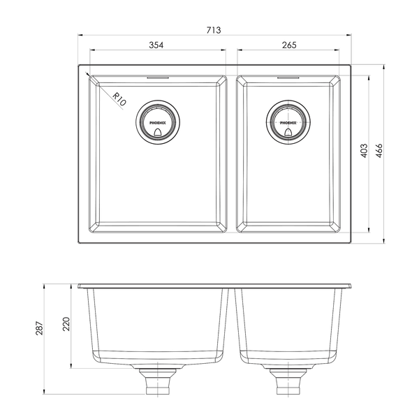 5000 1-3/4 L/H Bowl Sink Matte White Granite