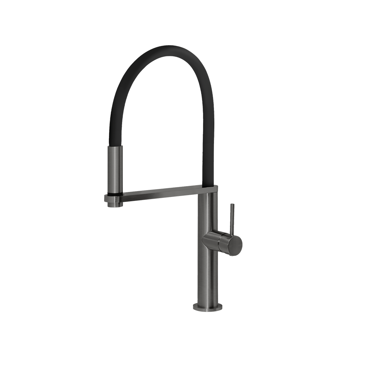 Flexible Hose Sink Mixer 210 Round Brushed Carbon