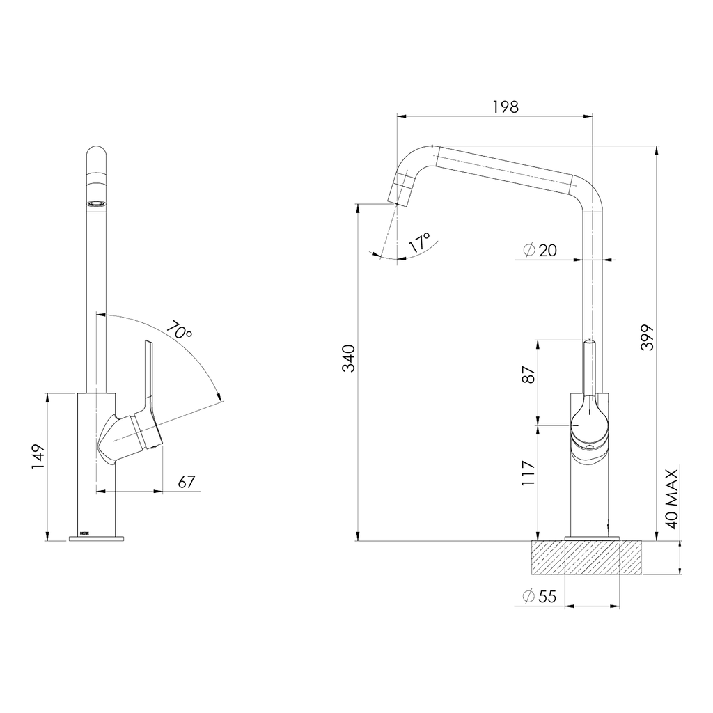 Sink Mixer 200 Squareline Chrome