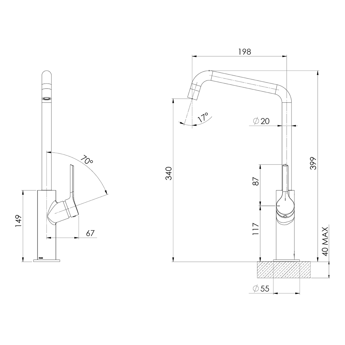 Sink Mixer 200 Squareline Brushed Nickel