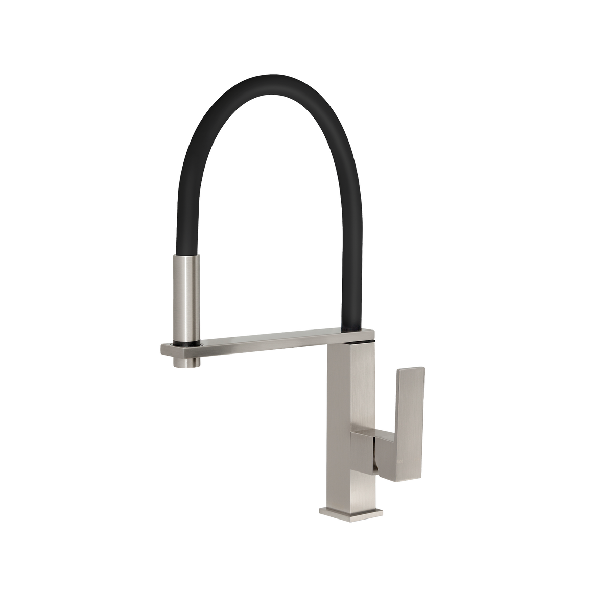 Flexible Hose Sink Mixer Square 210 Brushed Nickel