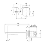 Wall Basin/Bath Mixer Set 200 Brushed Carbon