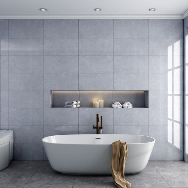 Stone Latte Grey Gloss Tile - lifestyle view