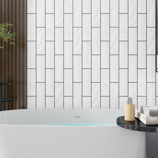 Bumpy White Structured Satin Tile - lifestyle view
