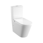 Back To Wall Extra High Rimless Tornado Smart Bidet Toilet Suite Universal S&P Trap Gloss White