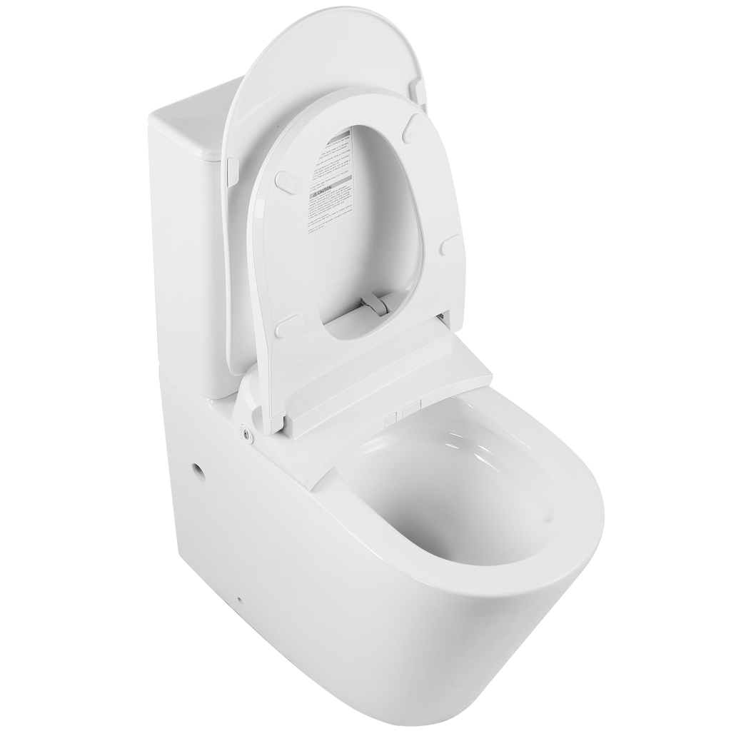 Back To Wall Extra High Rimless Tornado Smart Bidet Toilet Suite Universal S&P Trap Gloss White