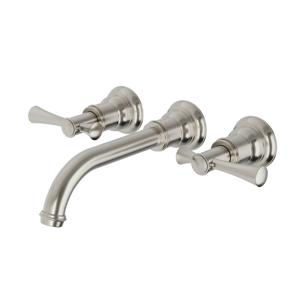 Wall Basin/Bath Tap Set Brushed Nickel