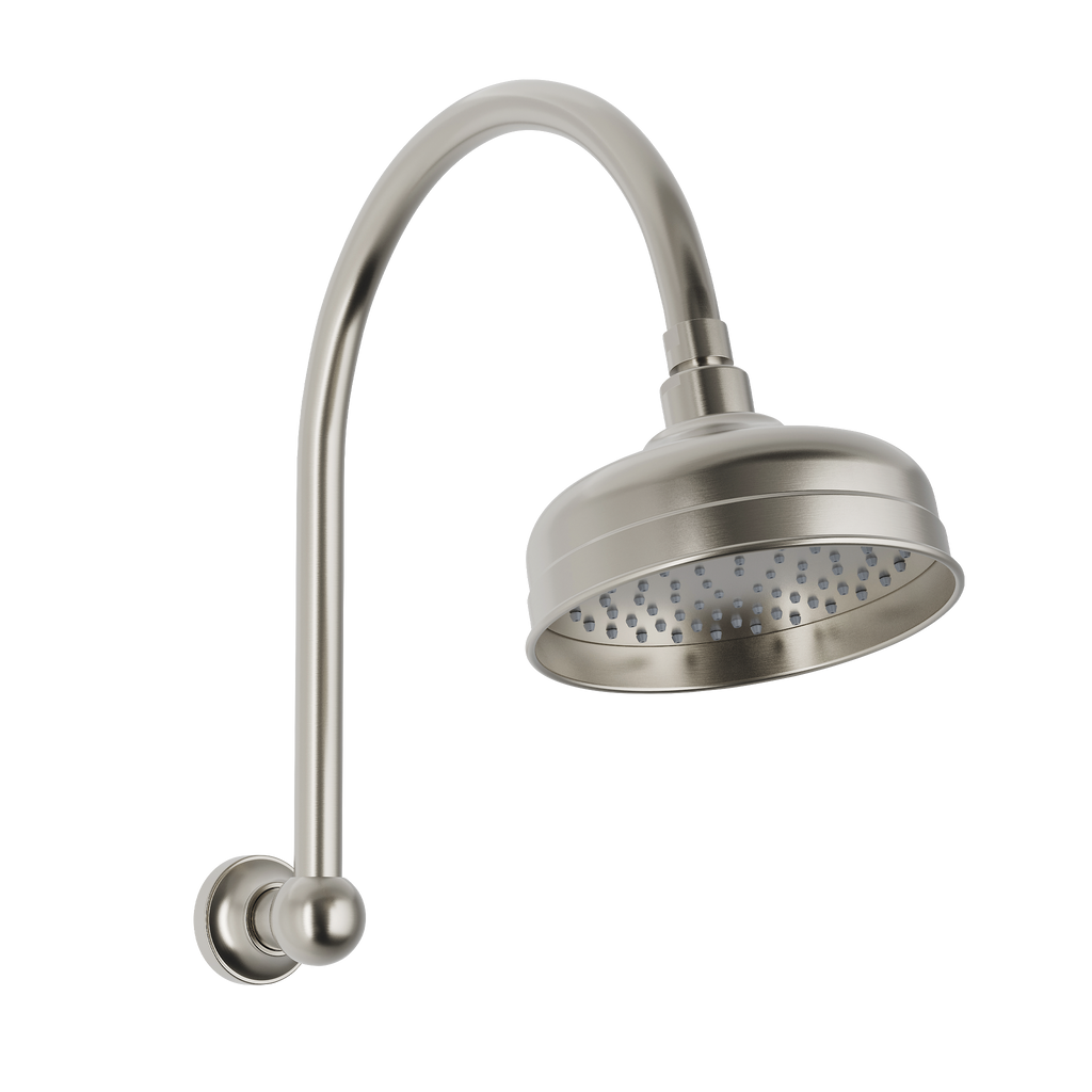 High-Rise Shower Arm & Rose Brushed Nickel