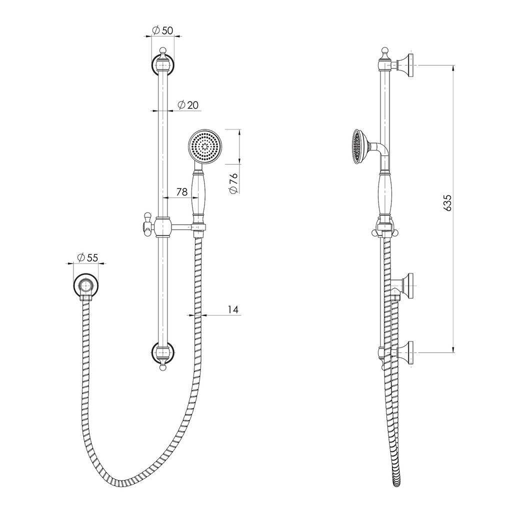 Rail Shower Matte Black