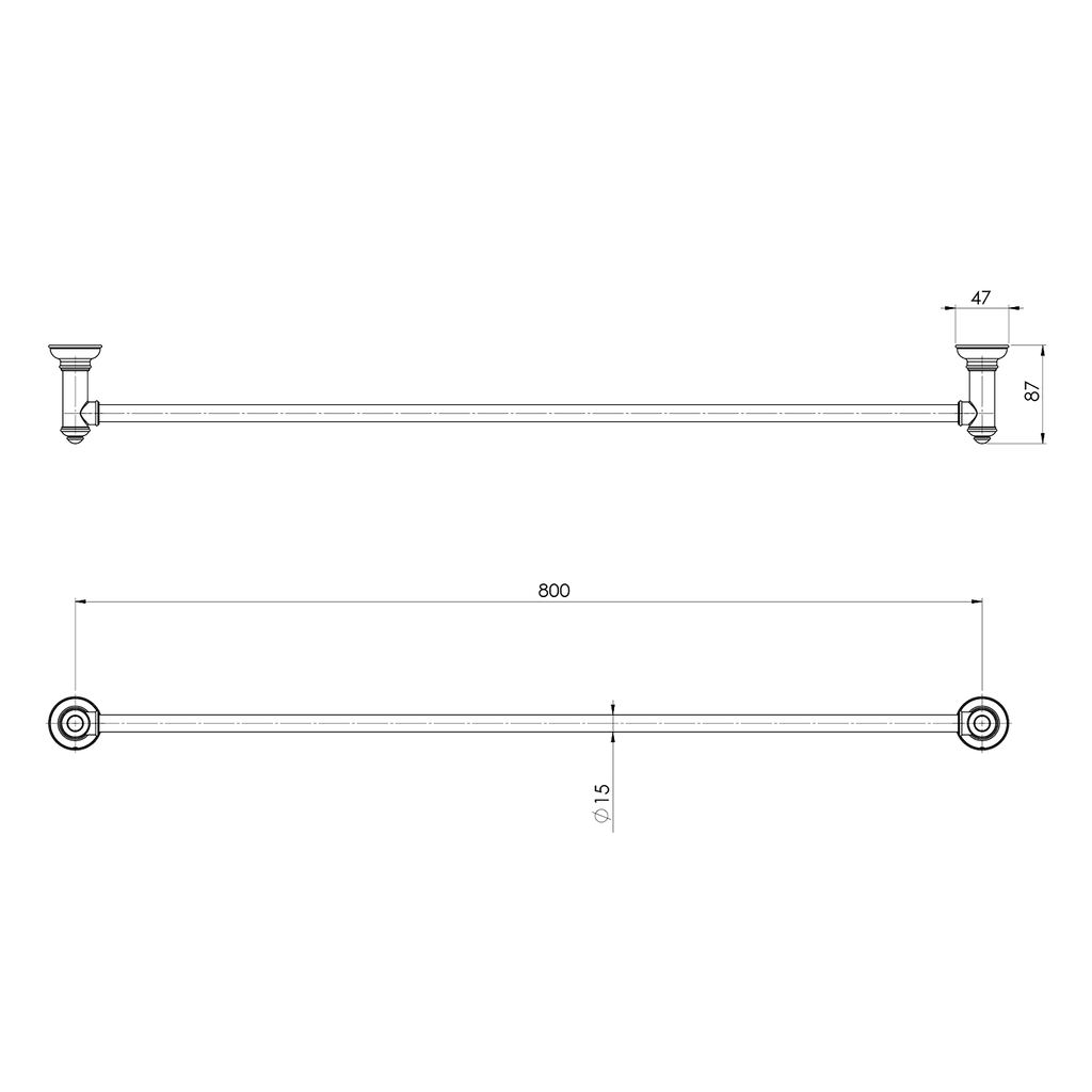 Single Towel Rail 800 Matte Black