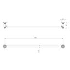Single Towel Rail 800 Brushed Gold