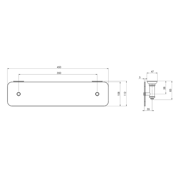 Glass Shelf 450 Matte Black