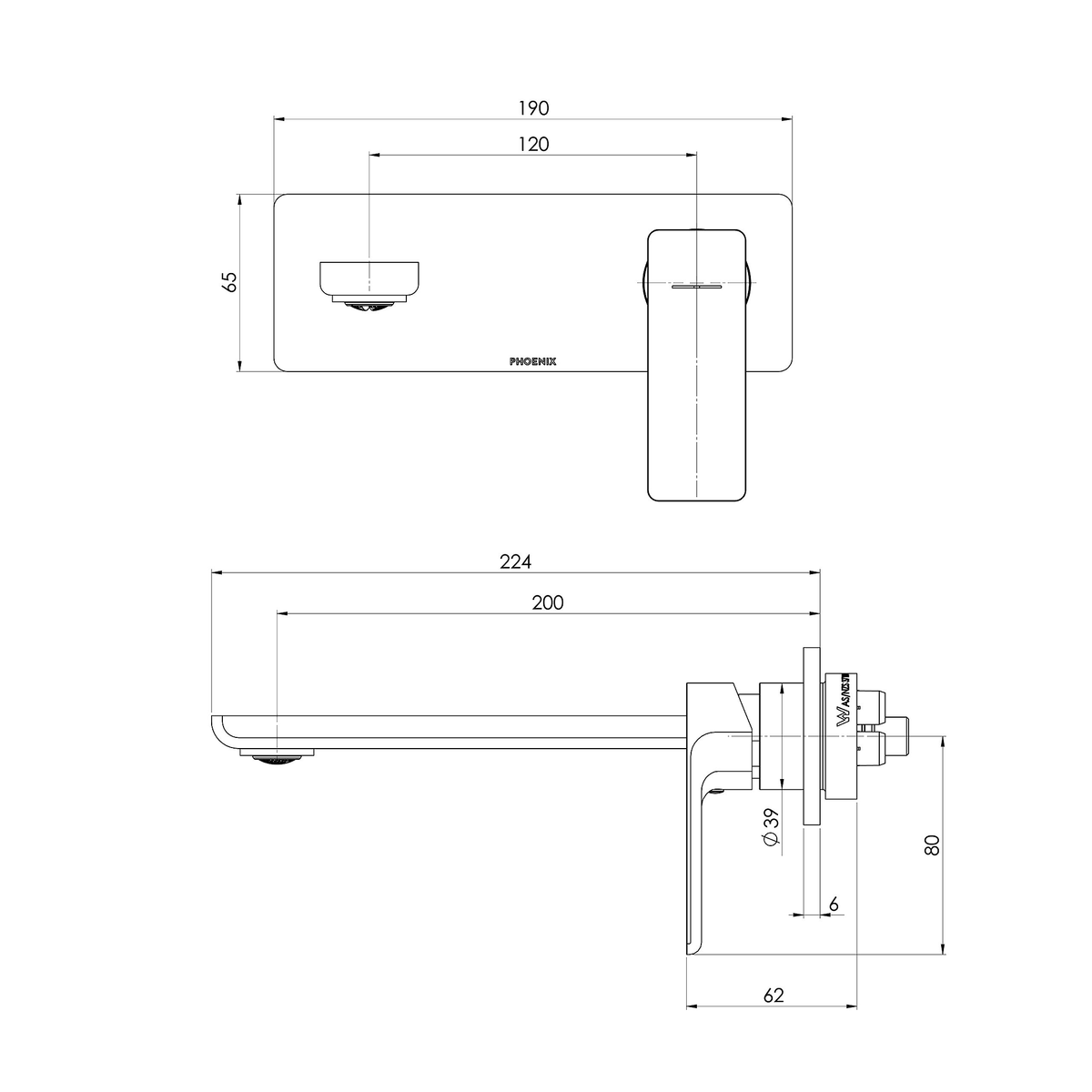 SwitchMix Wall Basin/Bath Mixer Set 200 Trim Kit Brushed Nickel