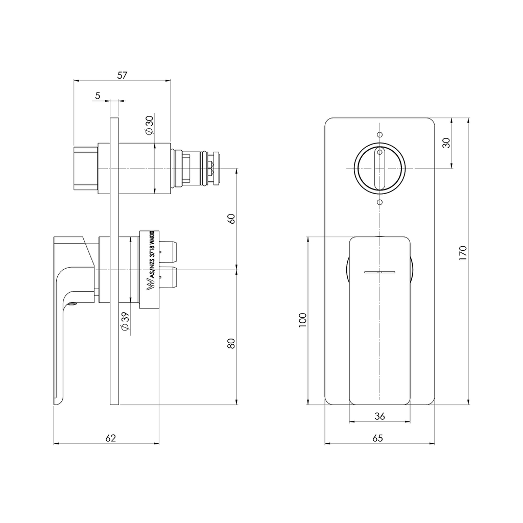 SwitchMix Shower/Bath Diverter Mixer Trim Kit Brushed Carbon