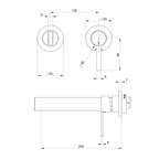 SwitchMix Wall Basin Mixer Set 200 Trim Kit Matte Black