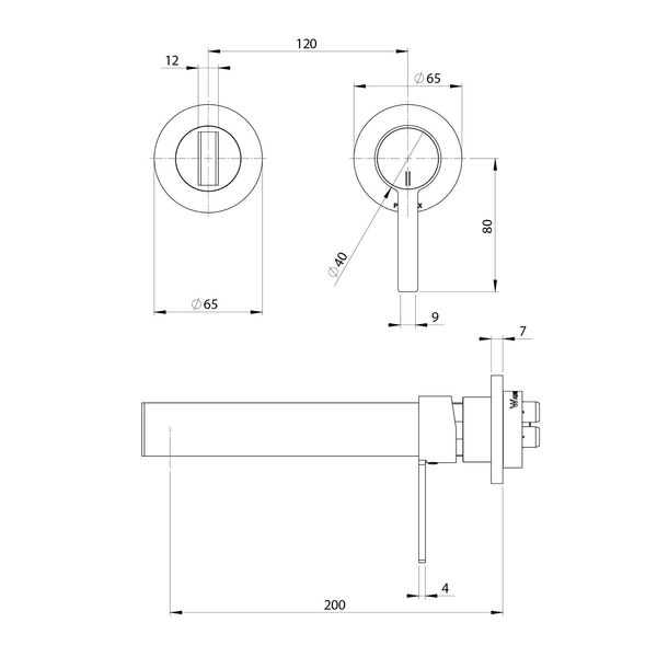 SwitchMix Wall Bath Mixer Set 200 Trim Kit Chrome