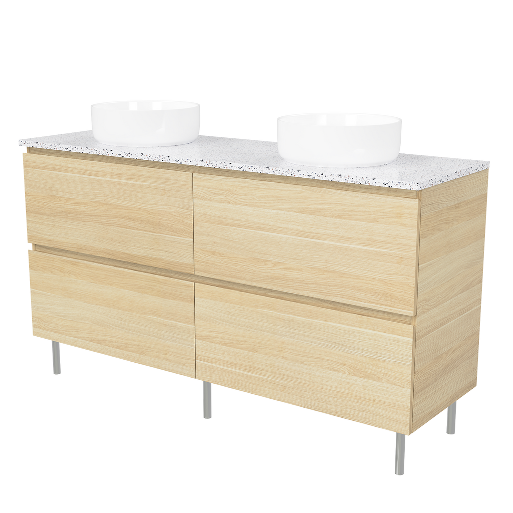 Vanity On Legs 1500 Double WG Basins SilkSurface AC Top