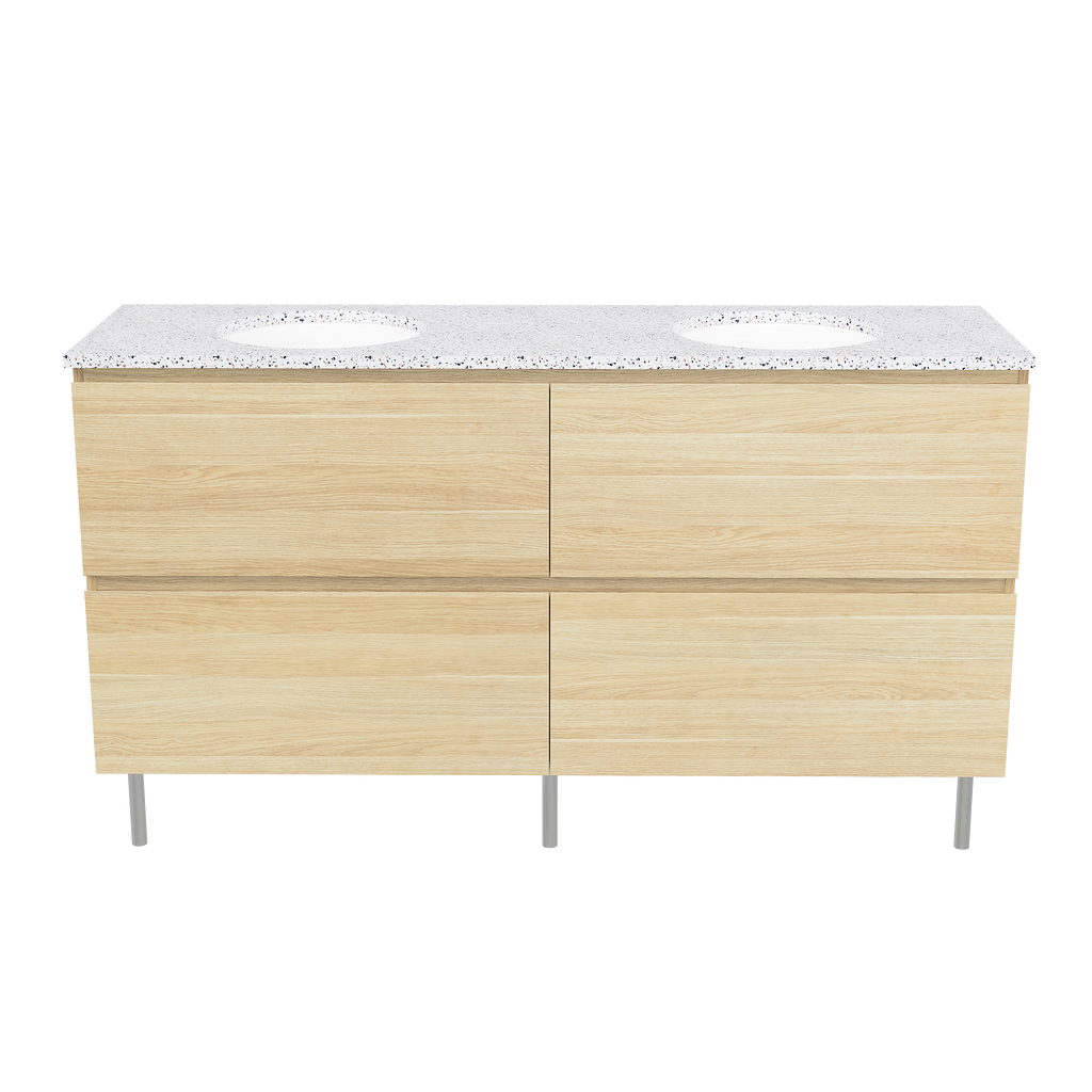 Vanity On Legs 1500 Double WG Basins SilkSurface UC Top