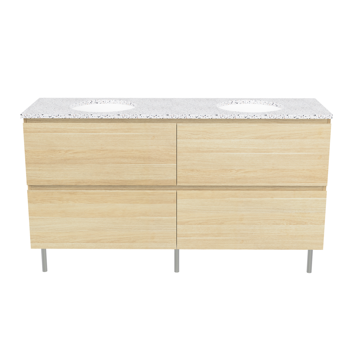 Vanity On Legs 1500 Double WG Basins SilkSurface UC Top