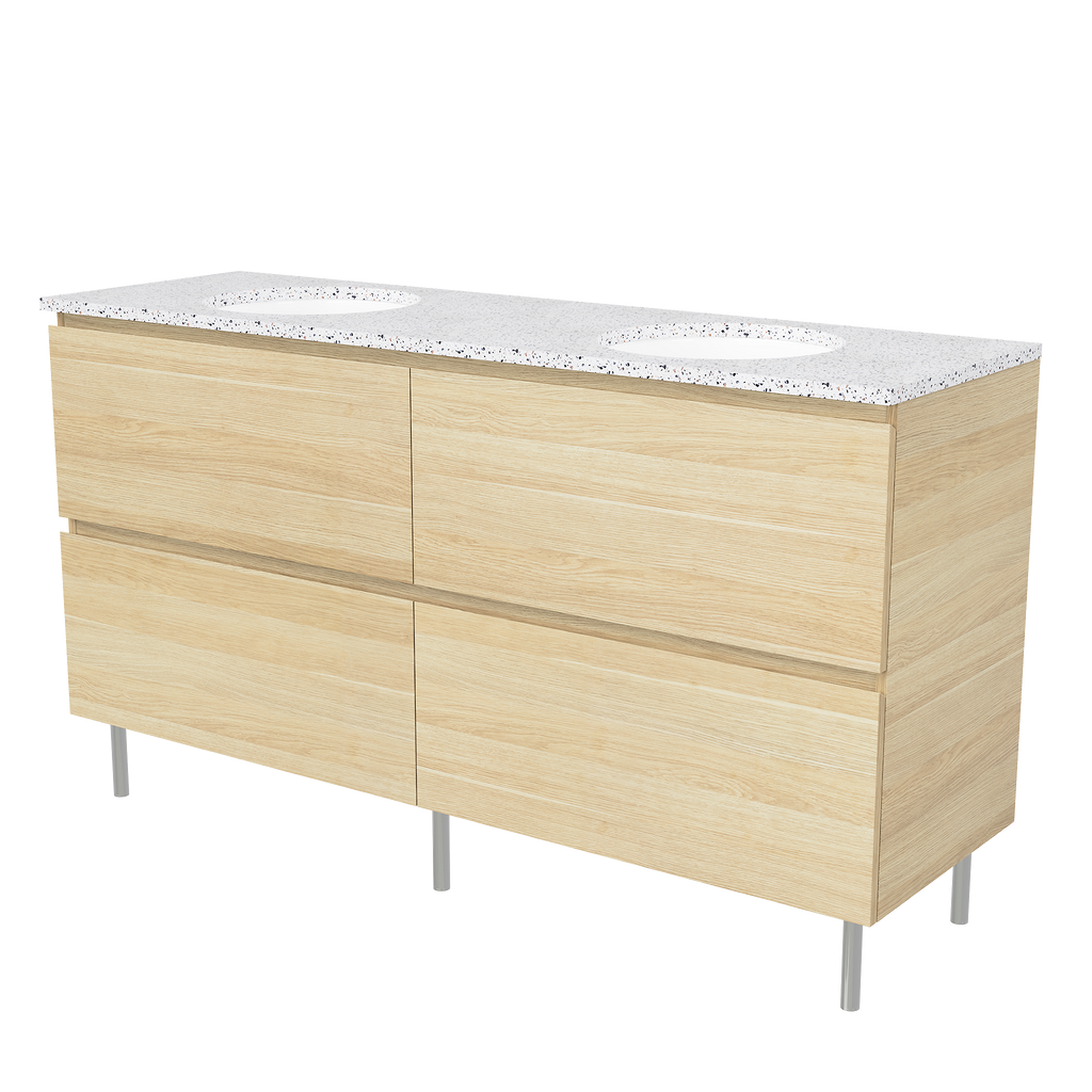 Vanity On Legs 1500 Double WG Basins SilkSurface UC Top