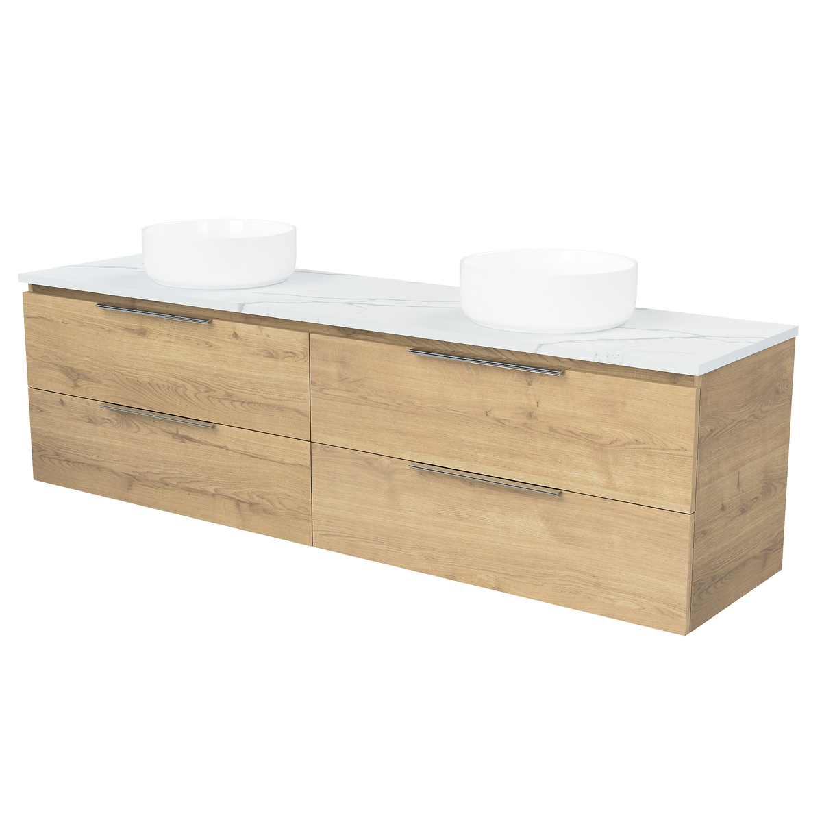 Vanity Wall Hung 1800 Double WG Basins SilkSurface AC Top