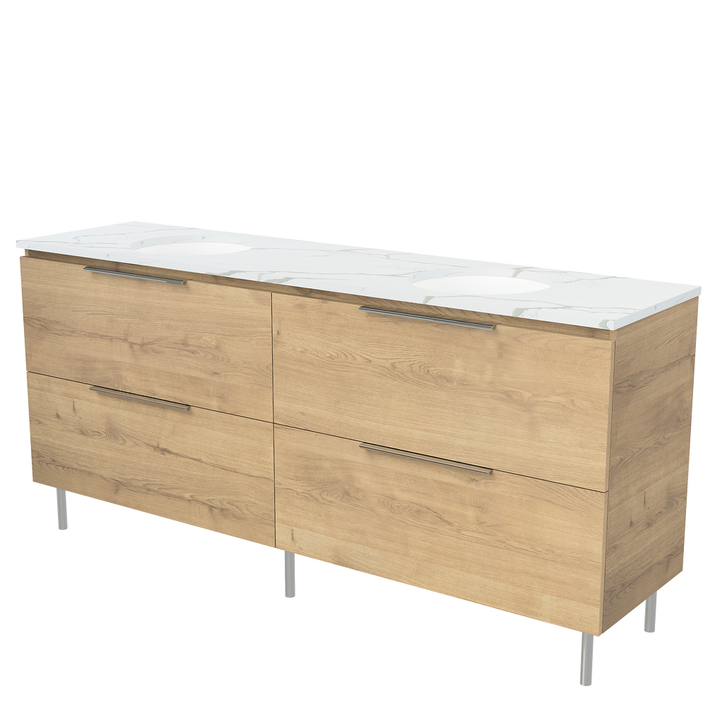 Vanity On Legs 1800 Double WG Basins SilkSurface UC Top