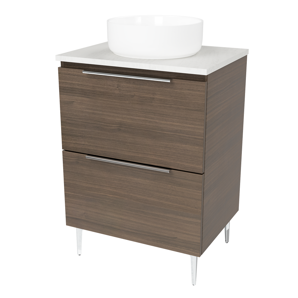 Vanity On Legs 600 Centre WG Basin SilkSurface AC Top