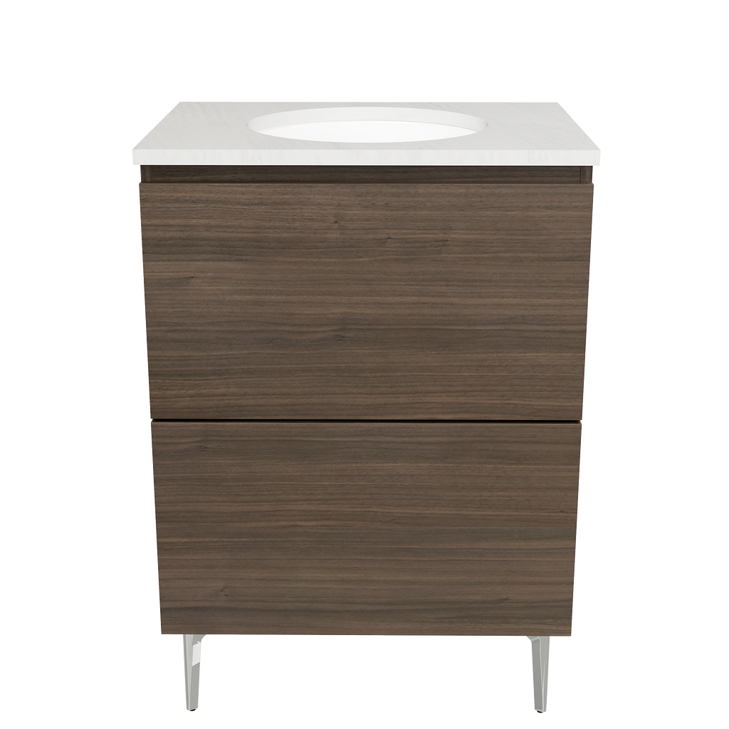 Vanity On Legs 600 Centre WG Basin SilkSurface UC Top