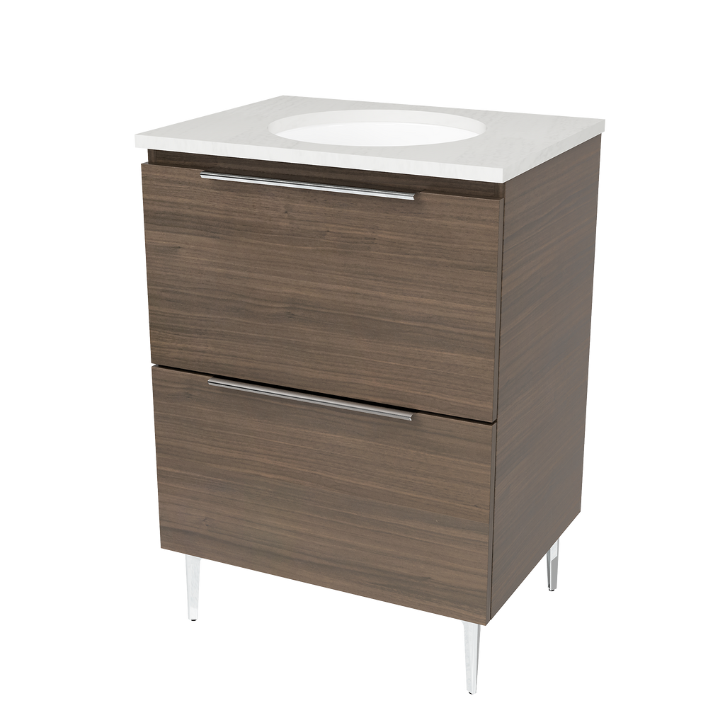 Vanity On Legs 600 Centre WG Basin SilkSurface UC Top
