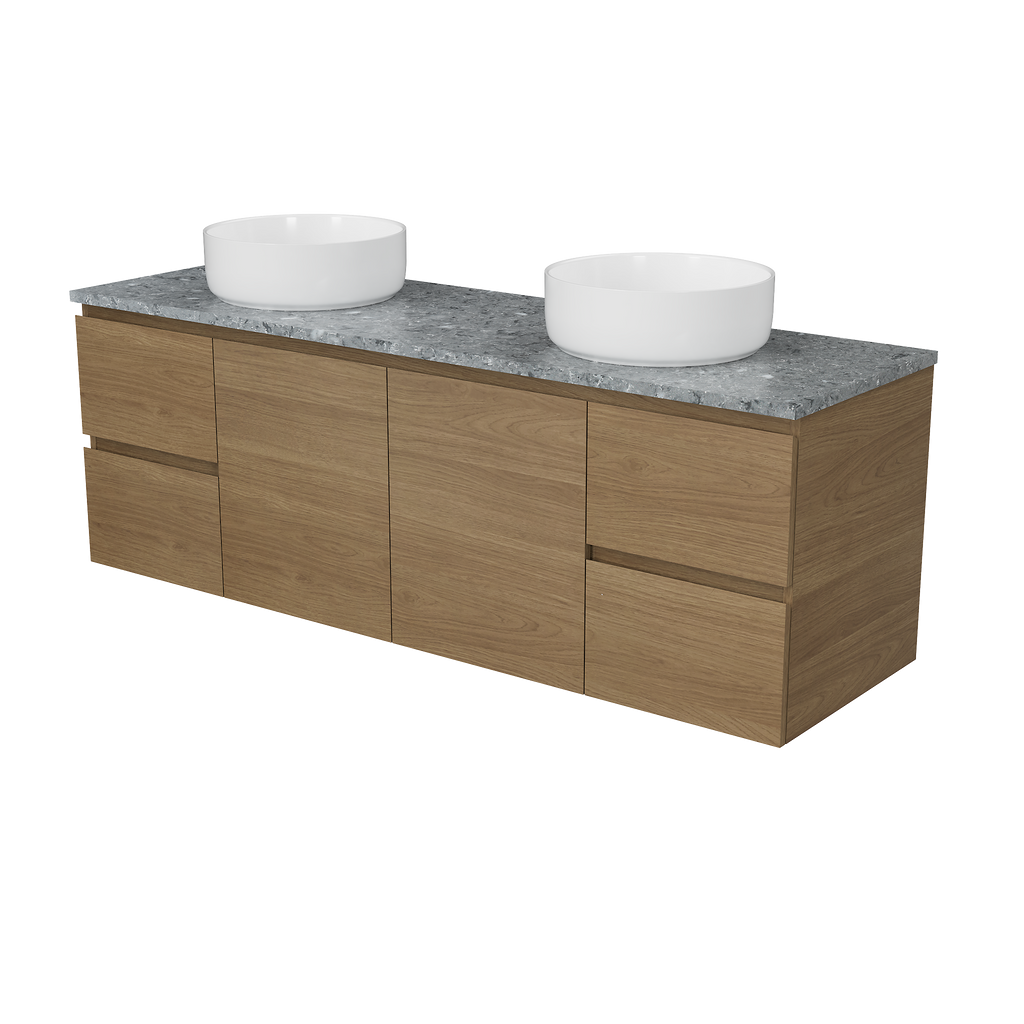Vanity Wall Hung 1500 Double WG Basins SilkSurface AC Top
