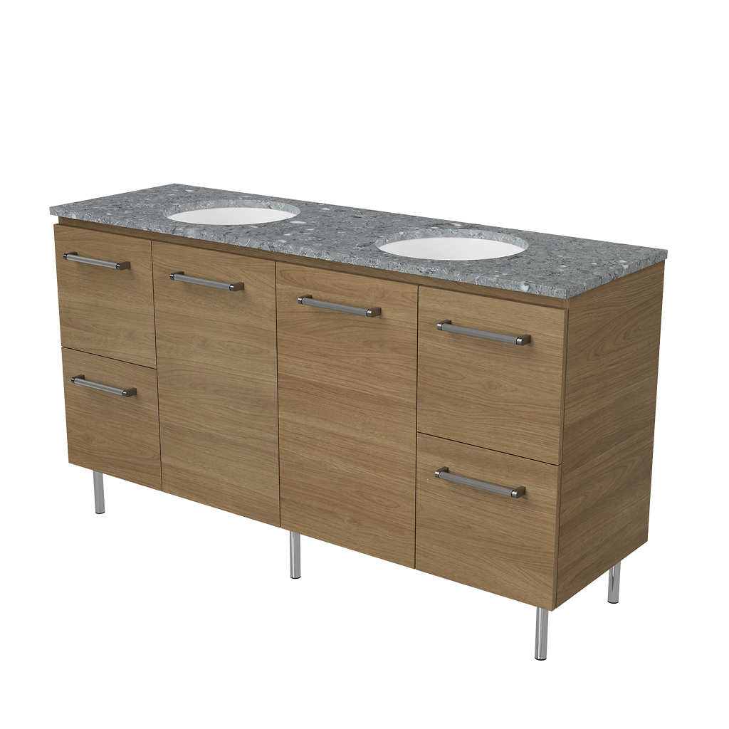 Vanity On Legs 1500 Double WG Basins SilkSurface UC Top