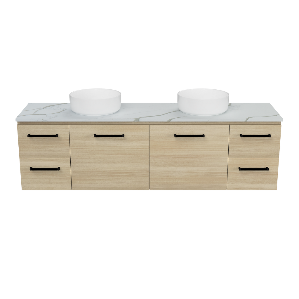 Vanity Wall Hung 1800 Double WG Basins SilkSurface AC Top