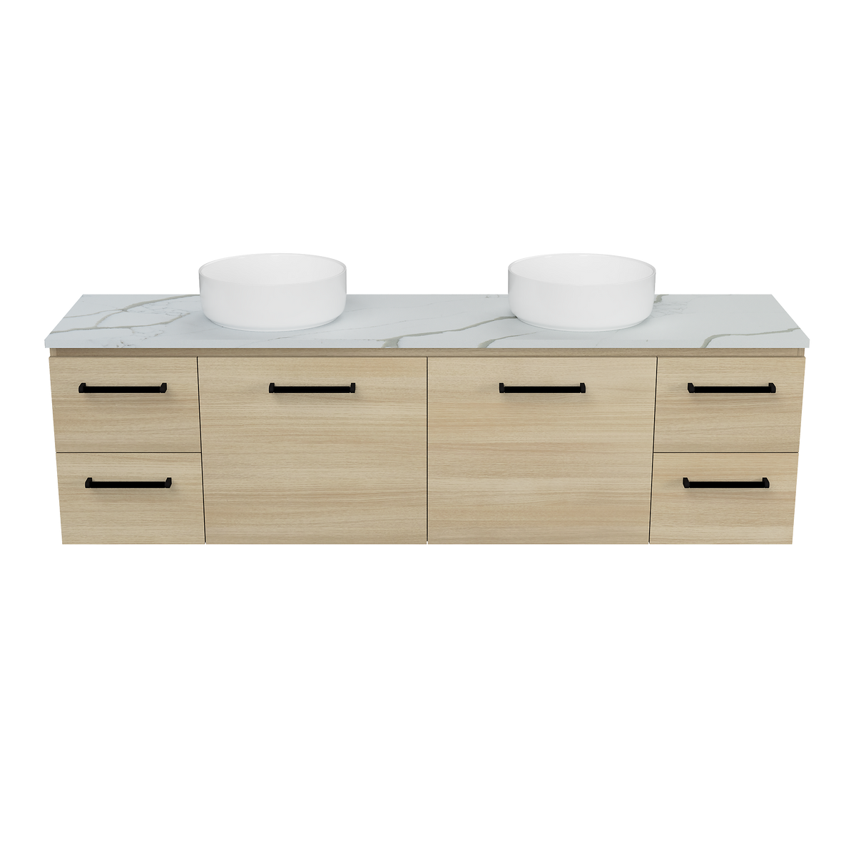 Vanity Wall Hung 1800 Double WG Basins SilkSurface AC Top