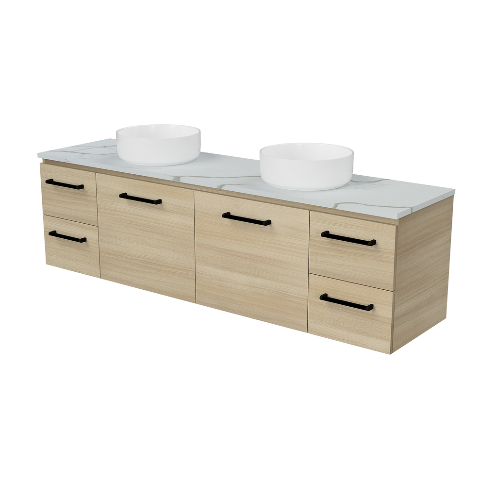 Vanity Wall Hung 1800 Double WG Basins SilkSurface AC Top