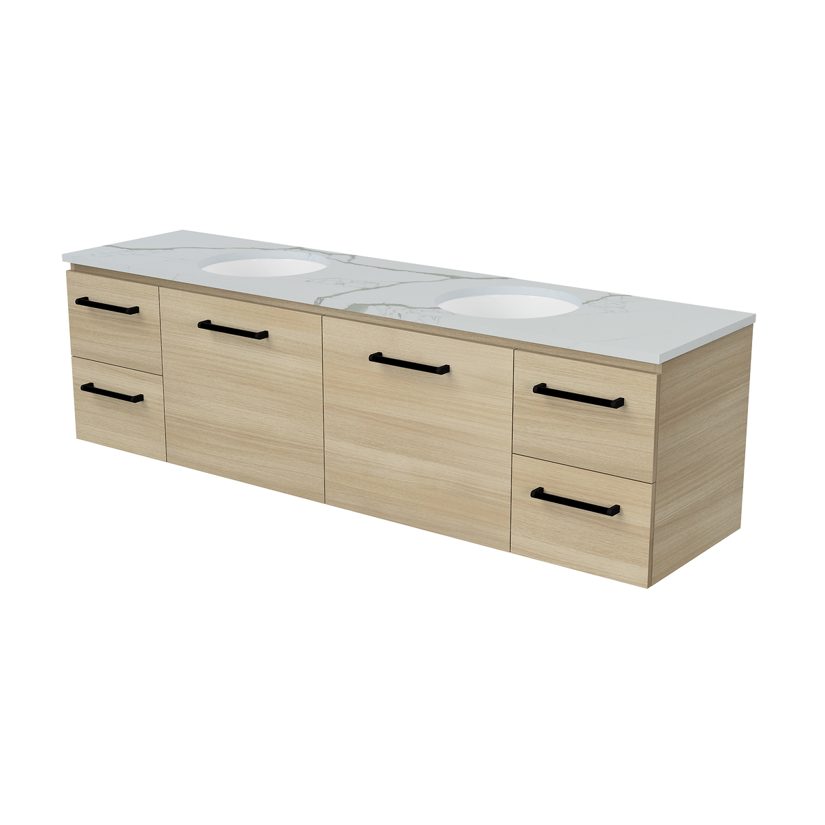 Vanity Wall Hung 1800 Double WG Basins SilkSurface UC Top