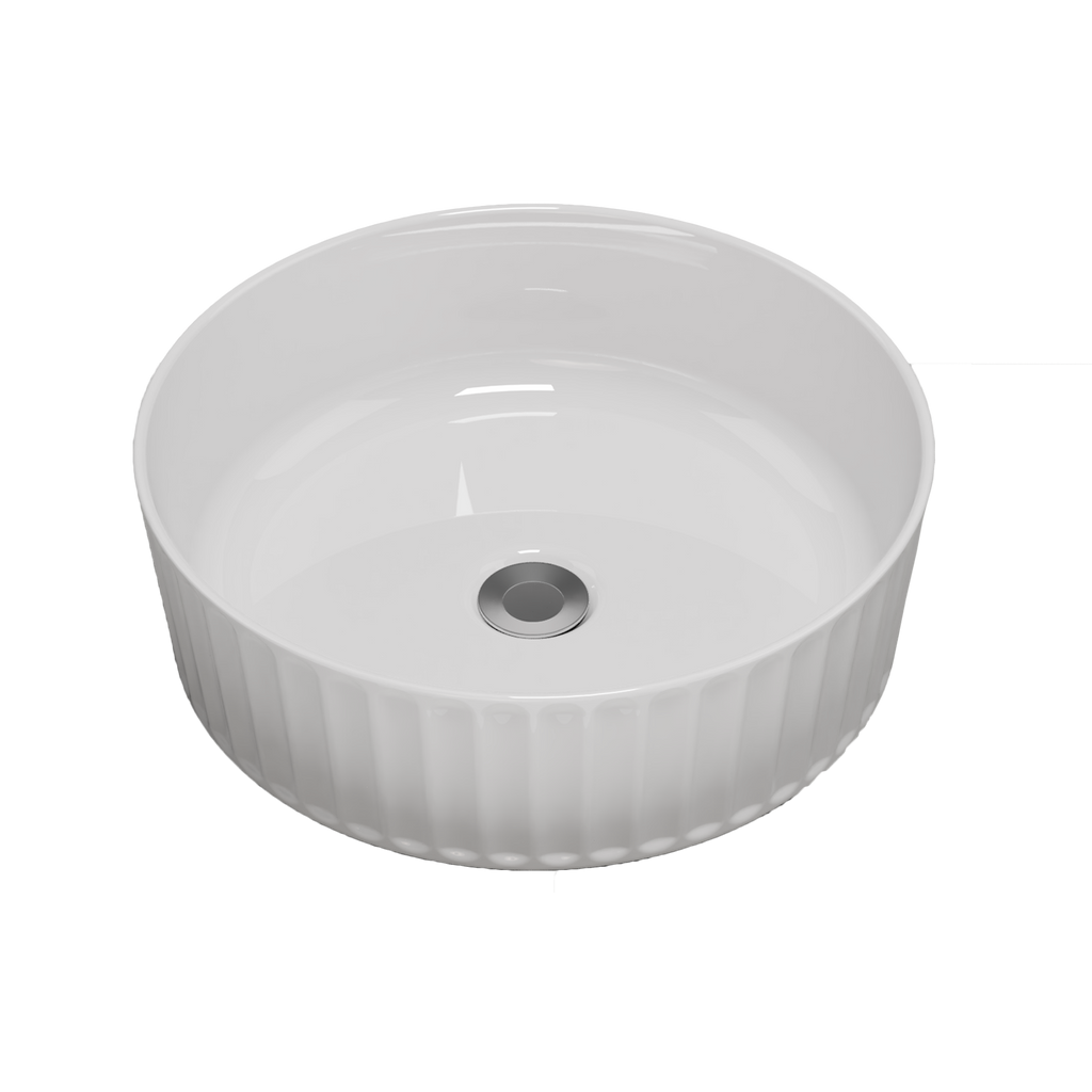Flute Vessel Basin 365x365 Gloss White