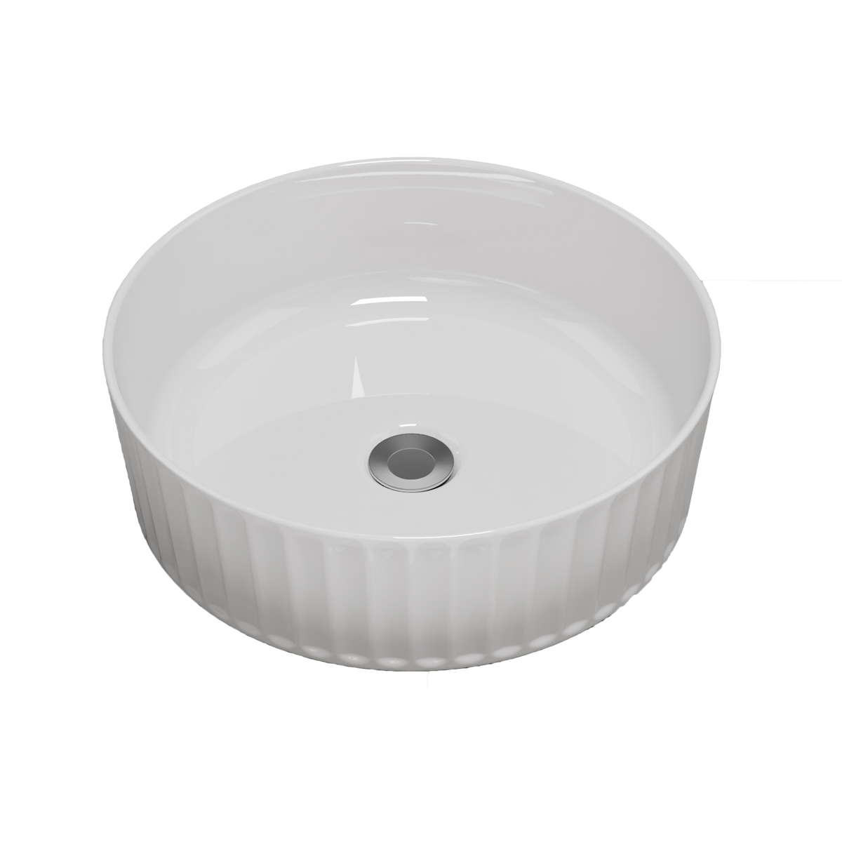 Flute Vessel Basin 365x365 Gloss White
