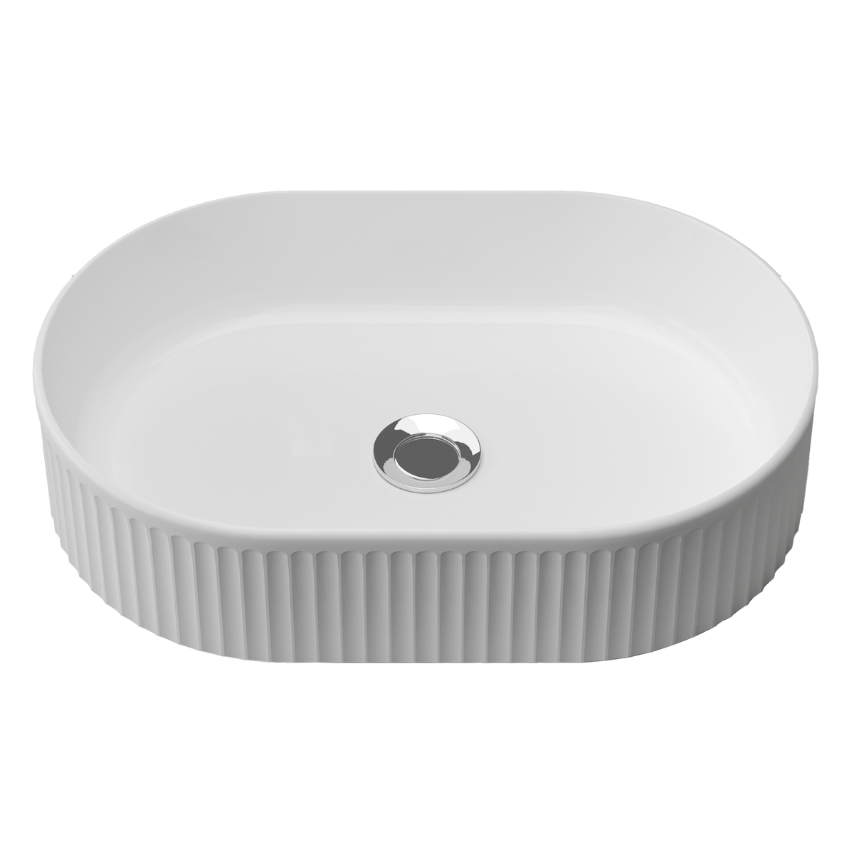 Flute Vessel Basin 490x310 Matte White