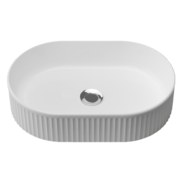 Flute Vessel Basin 490x310 Matte White