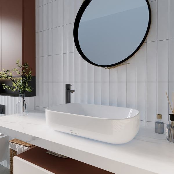 Flute White Embossed Satin Tile - lifestyle view