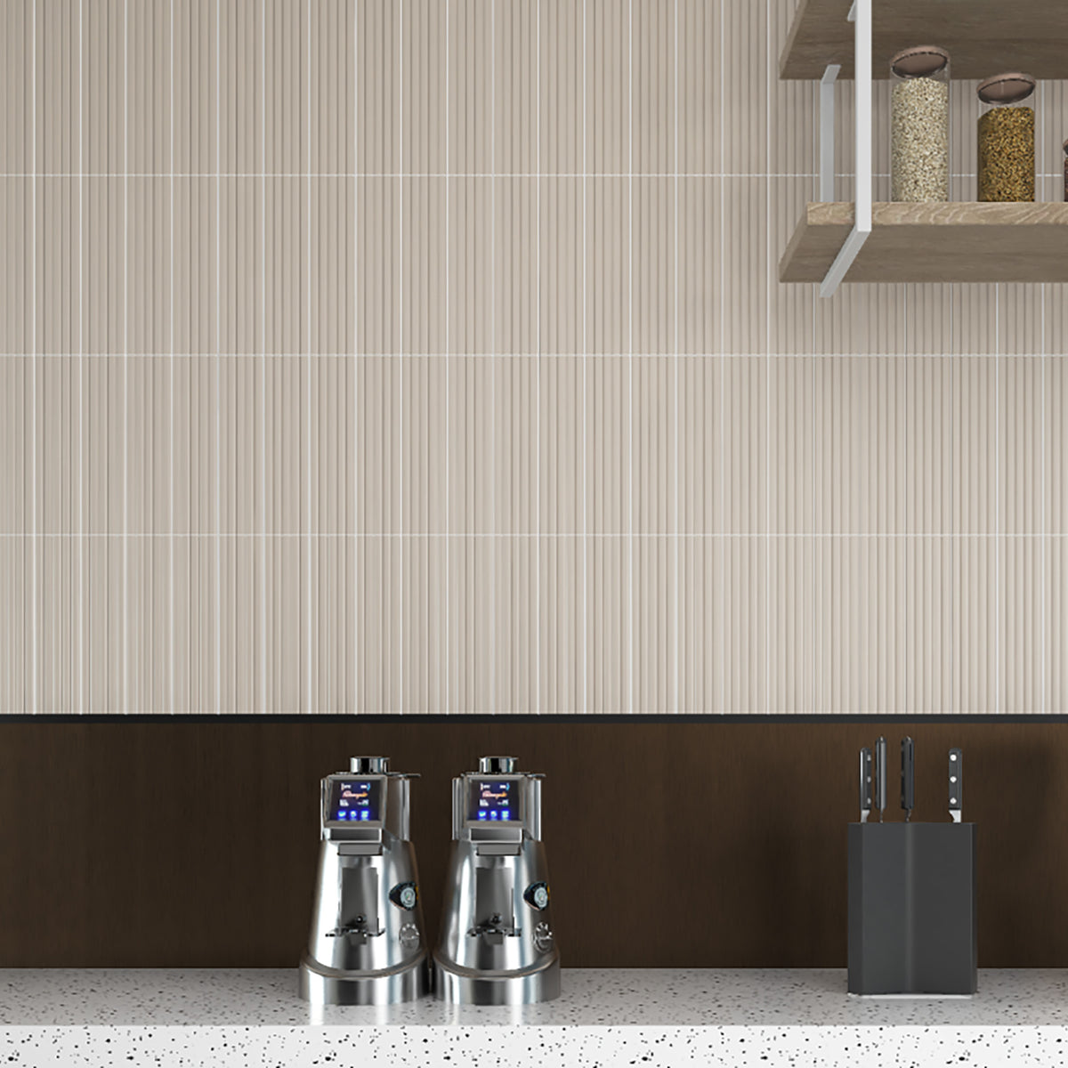 Wave Shell Embossed Satin Tile - lifestyle view