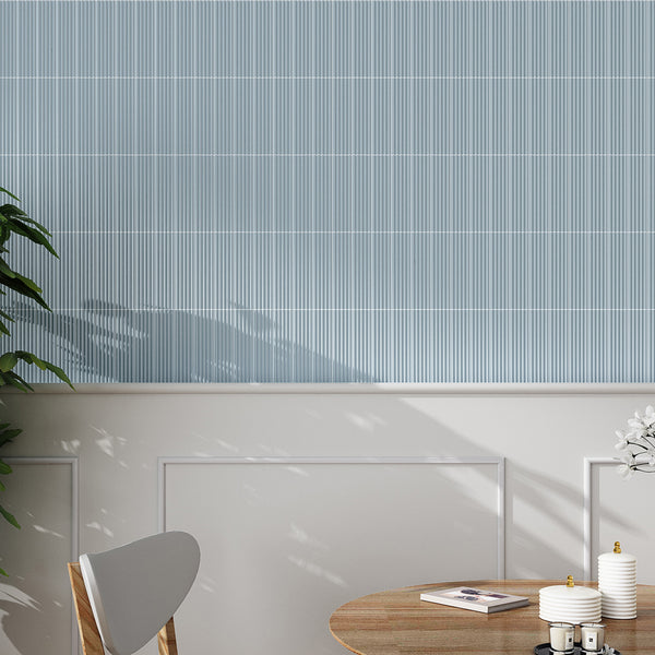 Peak Dusk Blue Embossed Satin Tile - lifestyle view