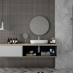 Peak Graphite Embossed Satin Tile - lifestyle view