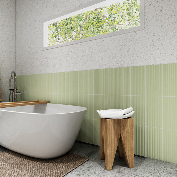 Peak Eucalypt Embossed Satin Tile - lifestyle view