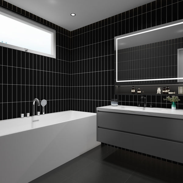 Night Black Satin Tile - lifestyle view