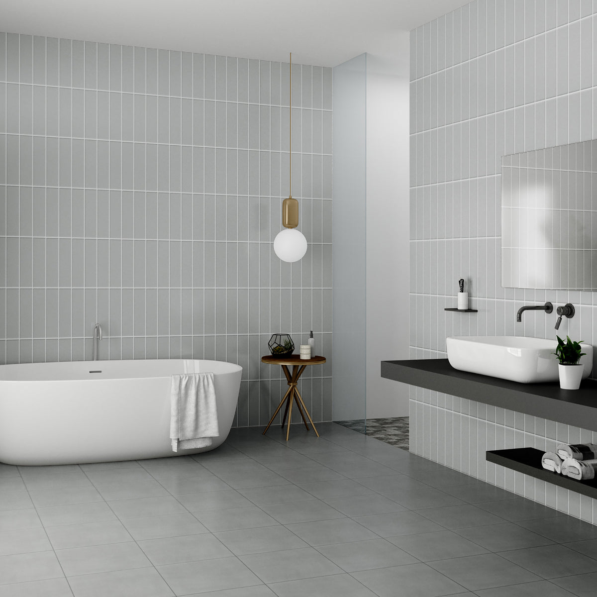 Cloud Grey Satin Tile - lifestyle view