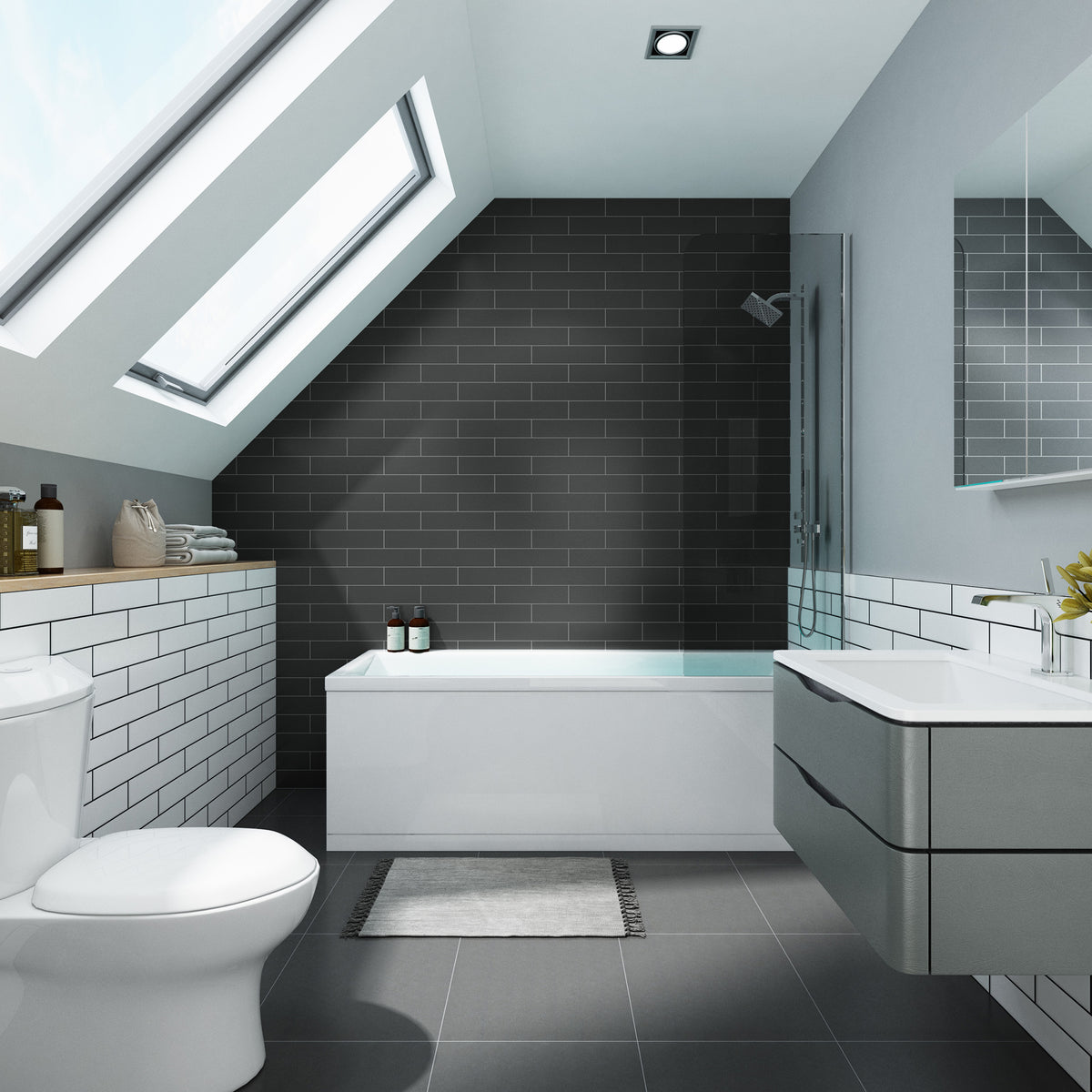 Graphite Satin Tile - lifestyle view