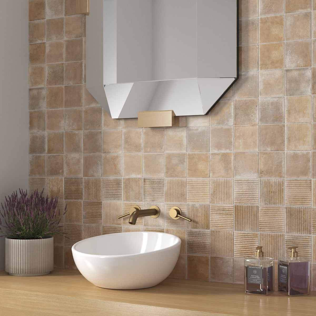 Line Sand Structured HiLite Matt Tile - lifestyle view